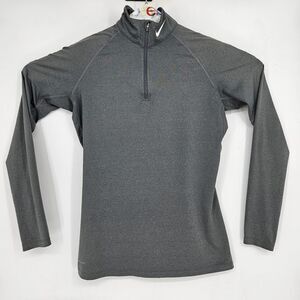 Nike Pro Dri Fit Womens Large Long Sleeve Compression Running V Neck Shirt Gray‎